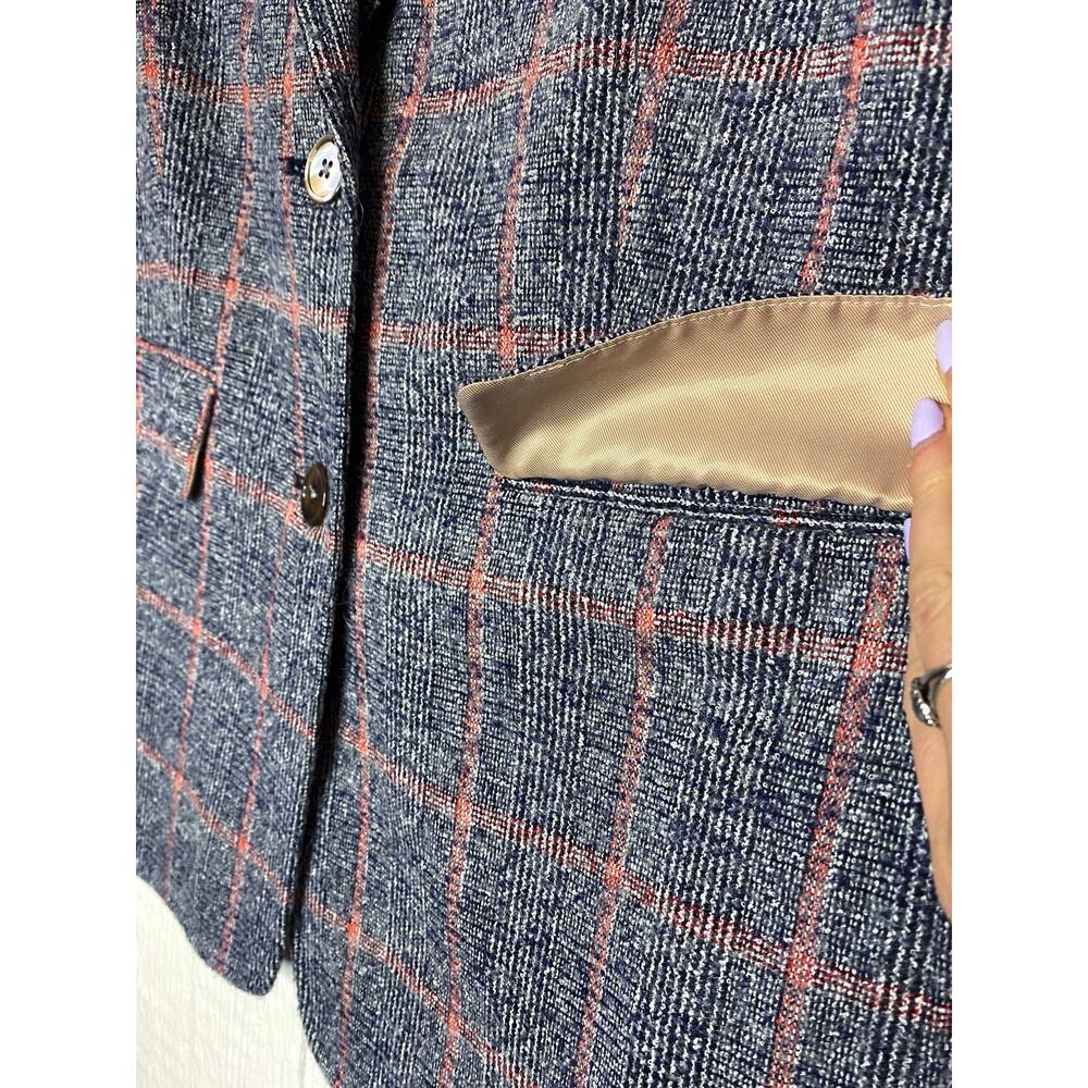 REBECCA TAYLOR Tweedy Blazer Plaid Navy Wool Alpaca Blend - Picture 10 of 10